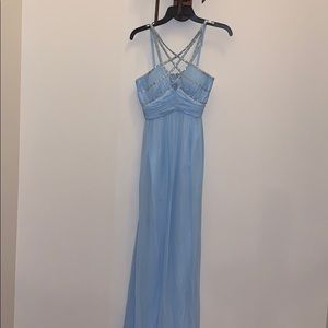Light blue decorative prom dress